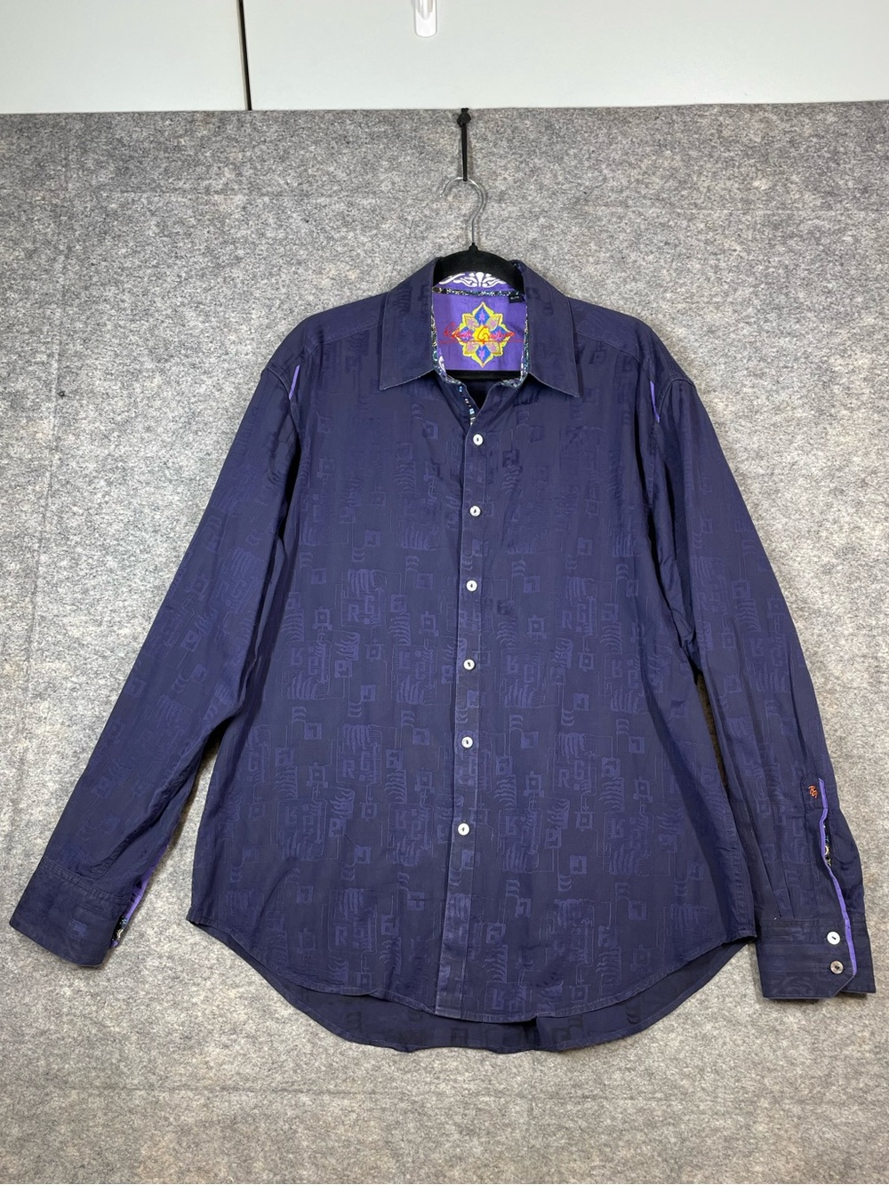 Robert Graham Button Up Shirt Purple XL Luxury Geometric Designer Casual Office